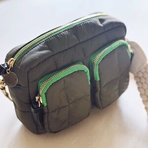 Stylish Quilted Bag with Green Accents